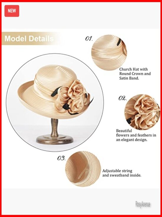 Adjustable Satin Fascinator Hat for Church Wedding Tea Party Derby Events main image 5